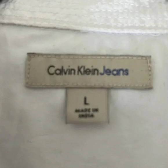 Calvin Klein Jeans White Short Sleeve Button-Up Shirt - Picture 3 of 3